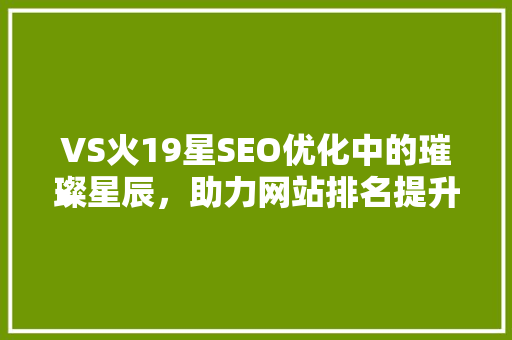 VS火19星SEO优化中的璀璨星辰，助力网站排名提升
