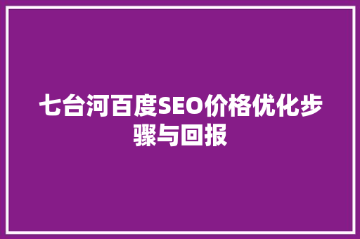 七台河百度SEO价格优化步骤与回报