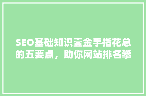 SEO基础知识壹金手指花总的五要点，助你网站排名攀升