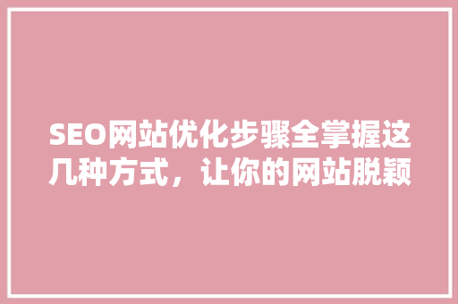 SEO网站优化步骤全掌握这几种方式，让你的网站脱颖而出