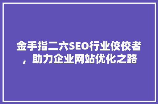 金手指二六SEO行业佼佼者，助力企业网站优化之路