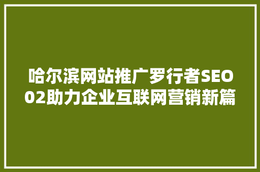 哈尔滨网站推广罗行者SEO02助力企业互联网营销新篇章