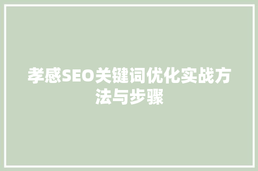 孝感SEO关键词优化实战方法与步骤