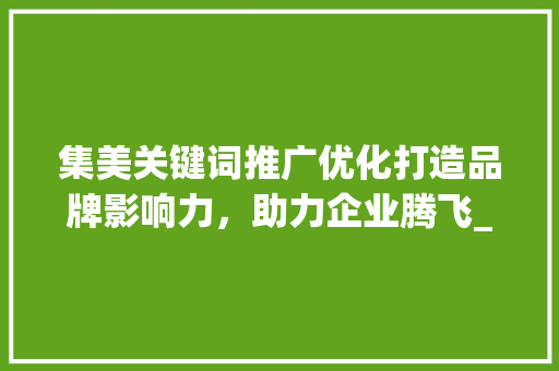 集美关键词推广优化打造品牌影响力，助力企业腾飞_集美关键词推广优化