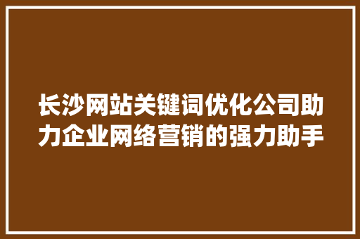 长沙网站关键词优化公司助力企业网络营销的强力助手_长沙网站关键词优化公司
