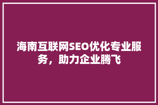海南互联网SEO优化专业服务，助力企业腾飞