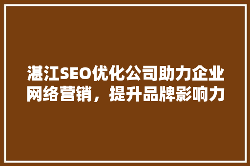 湛江SEO优化公司助力企业网络营销，提升品牌影响力