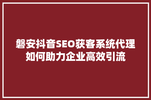 磐安抖音SEO获客系统代理如何助力企业高效引流