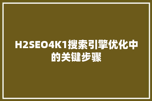 H2SEO4K1搜索引擎优化中的关键步骤