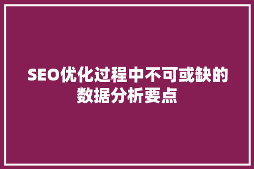 SEO优化过程中不可或缺的数据分析要点