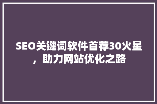 SEO关键词软件首荐30火星，助力网站优化之路
